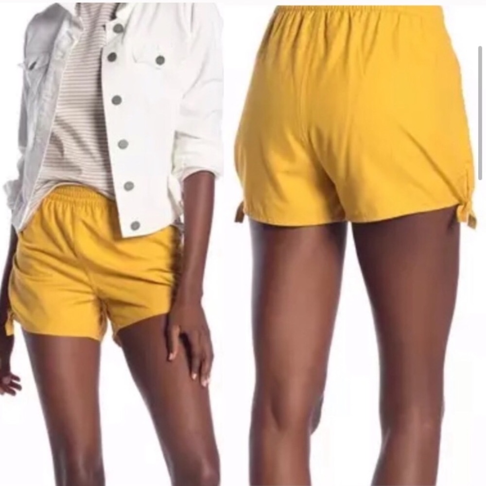 Madewell mustard yellow side tie shorts